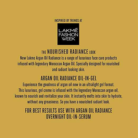 Lakme Absolute Argan Oil Radiance Oil-In-Gel | Grocsy