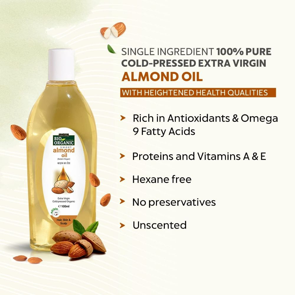 Indus Valley Bio Organic Cold Pressed Sweet Almond Oil | Grocsy