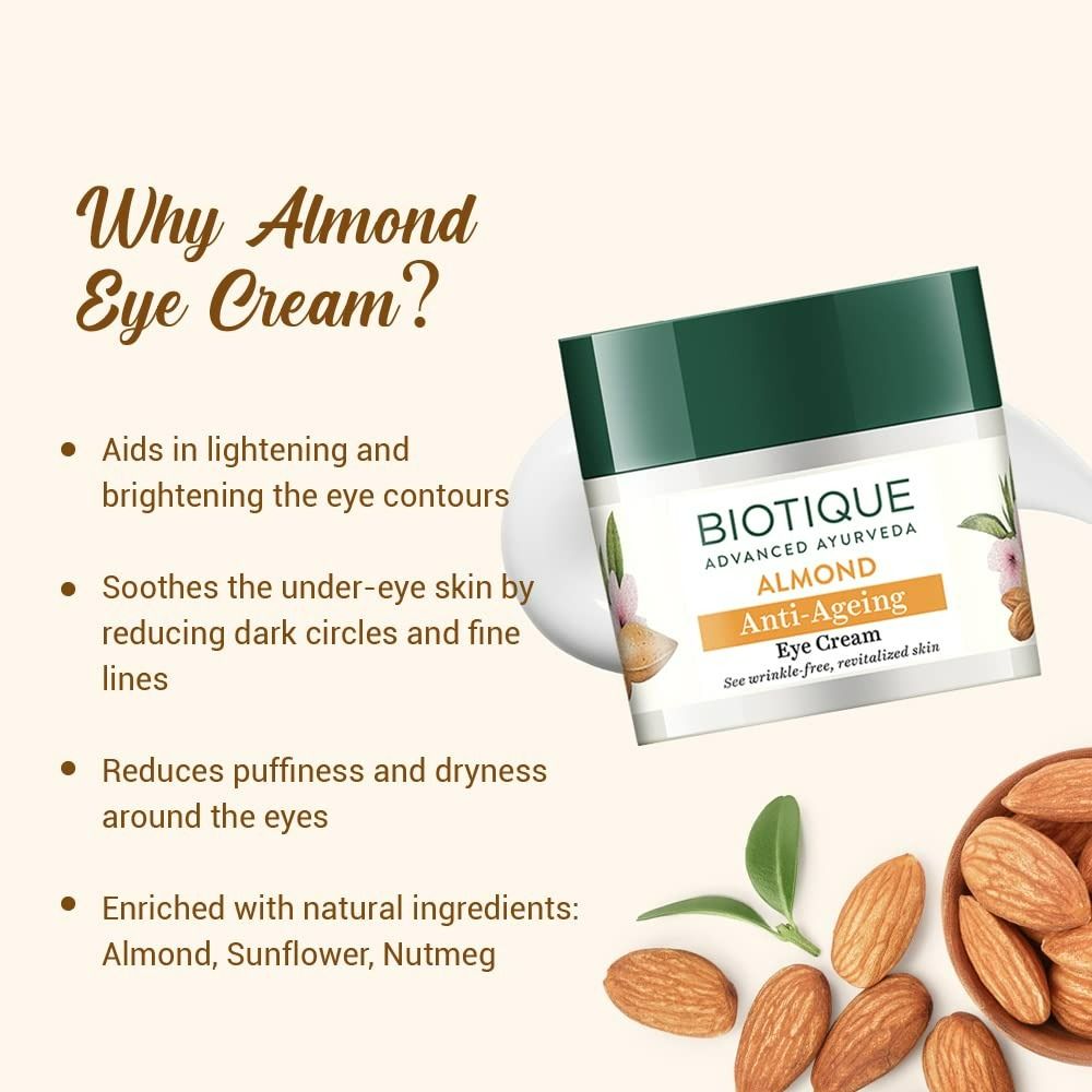 Biotique Bio Almond Soothing And Nourishing Eye Cream | Grocsy