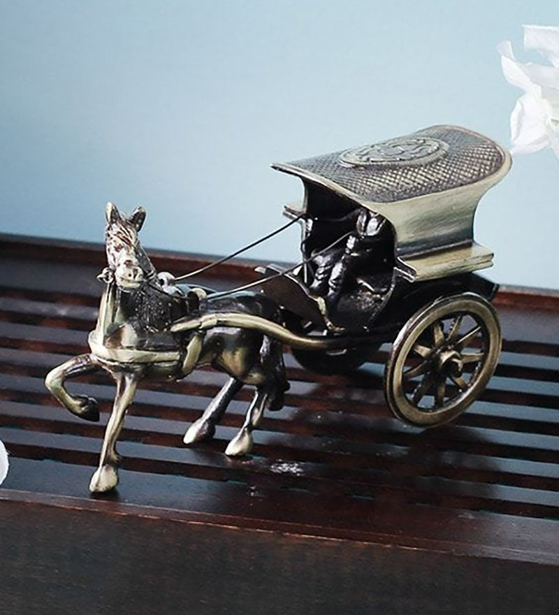 Horse Cart Brass Showpiece | Grocsy