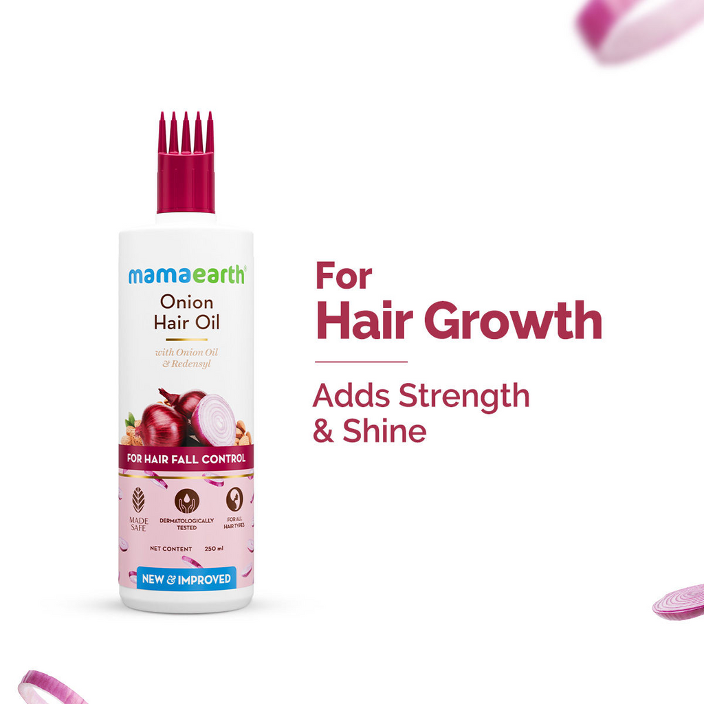 Mamaearth Onion Hair Oil With Onion & Redensyl For Hair Fall Control | Grocsy