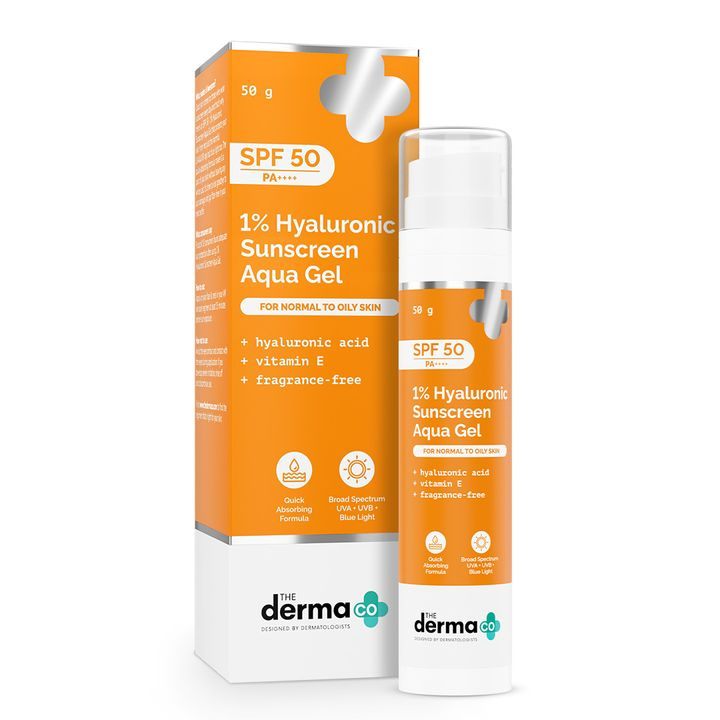 The derma co 1% Hyaluronic sunscreen oil free gel with SPF 50 & PA++++ | Grocsy