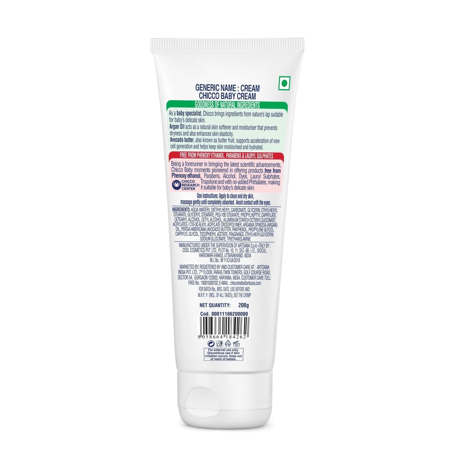 Chicco Baby Cream Argon Oil & Avocado Butter | Grocsy