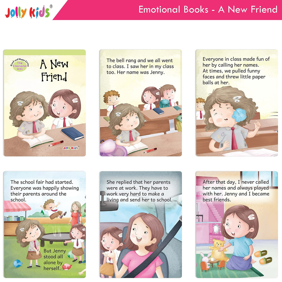 Jolly Kids Good & Happy Living The Emotional Way Story Books (Set of 8) Learning Stories about Feeling and Emotions| Ages 3 - 8 years | Grocsy