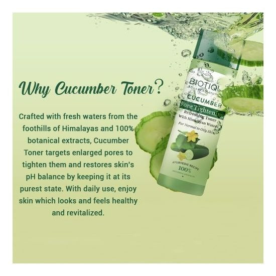 Biotique Bio Cucumber Pore Tightening Freshener With Himalayan Waters | Grocsy