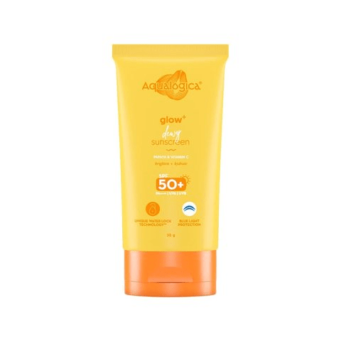 Aqualogica Glow + Dewy Sunscreen With Papaya & Vitamin C SPF 50+ PA++ | Grocsy