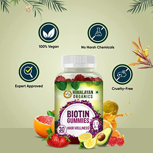 Himalayan Organics Biotin Gummies Hair Vitamins | Grocsy