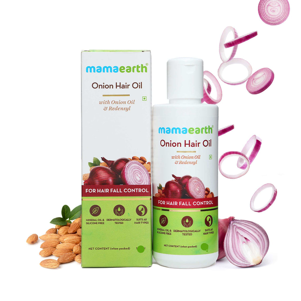 Mamaearth Onion Hair Oil With Onion & Redensyl For Hair Fall Control | Grocsy