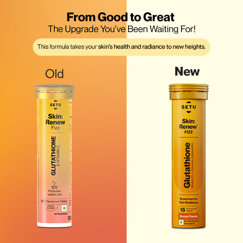 Setu Skin Renew Glutathione With Vitamin C Effervescent Tablets - Orange Flavor | Grocsy