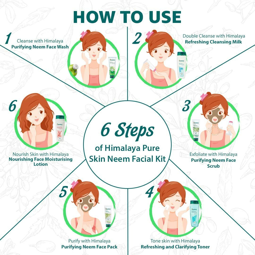 Himalaya Pure Skin Neem Facial Kit with Face Massager | Grocsy