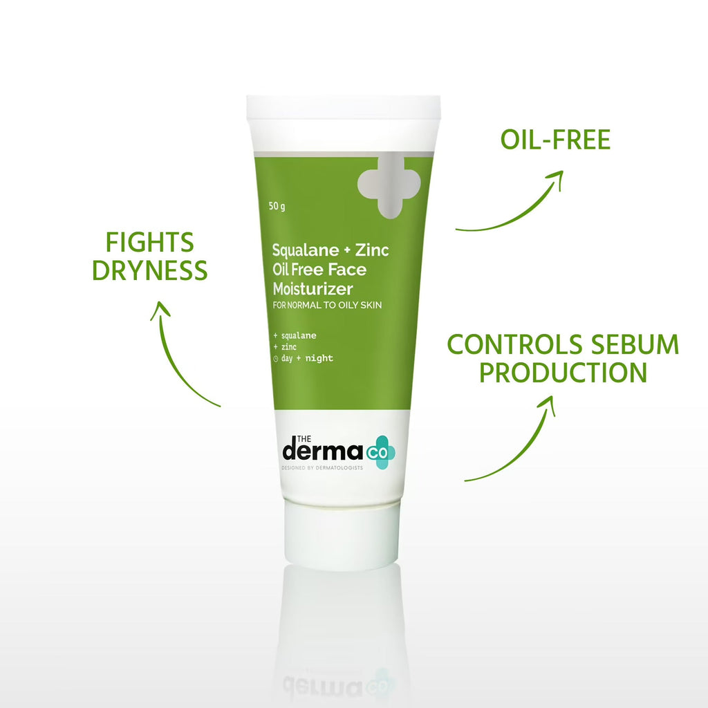 The Derma Co Squalene + Zinc Oil-Free Moisturizer for Normal to Oily Skin | Grocsy