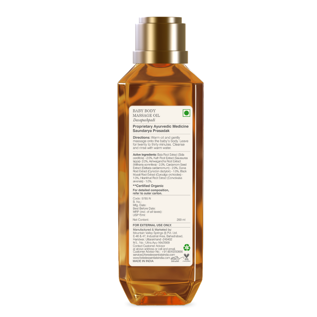 Forest Essentials Dasapushpadi Baby Body Massage Oil | Grocsy
