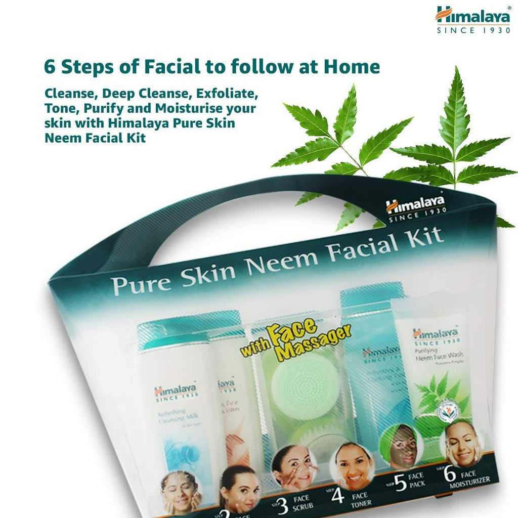 Himalaya Pure Skin Neem Facial Kit with Face Massager | Grocsy