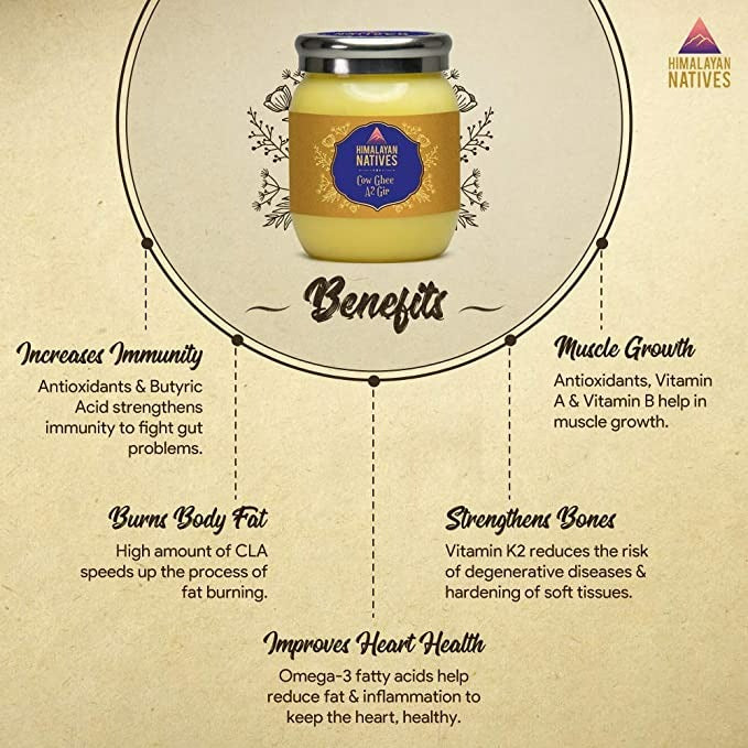 Himalayan Natives A2 Gir Cow Ghee | Homemade A2 Cow Desi Ghee | Traditional Charned Ghee | Grocsy