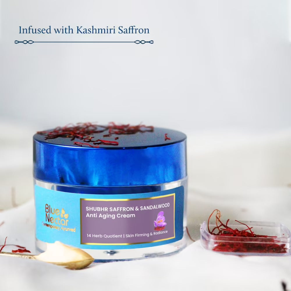 Blue Nectar Shubhr Anti Aging Saffron & Sandalwood Cream for Women | Grocsy