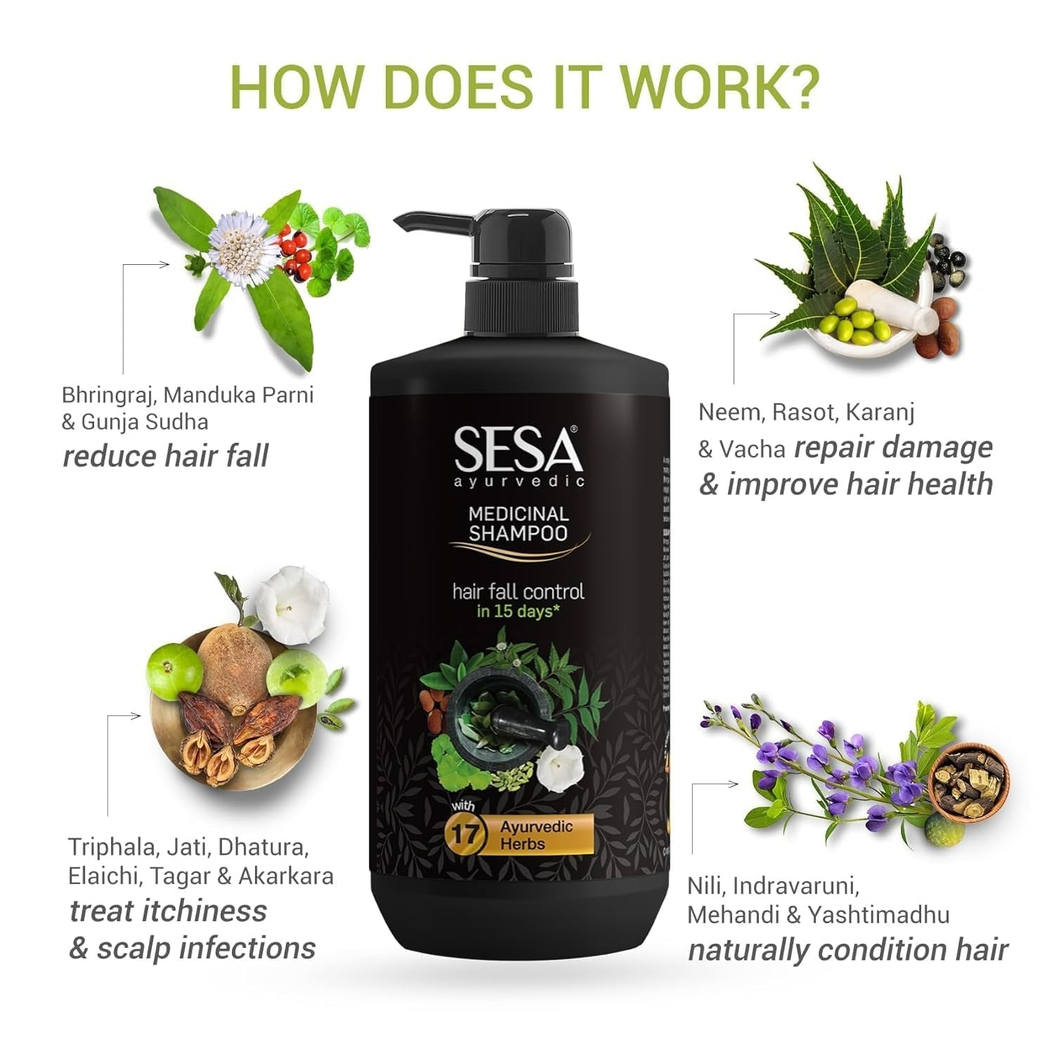 Sesa Ayurvedic Medicinal Shampoo For Hairfall Control & Anti Dandruff | Grocsy
