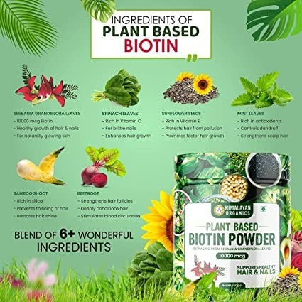 Himalayan Organics Plant Based Biotin 10000mcg Capsules | Grocsy