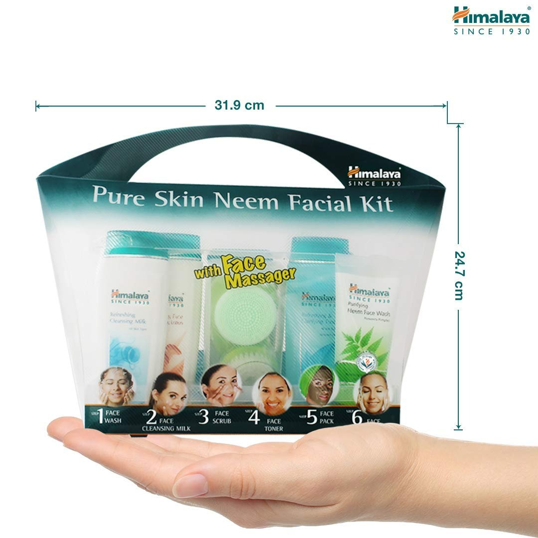 Himalaya Pure Skin Neem Facial Kit with Face Massager | Grocsy
