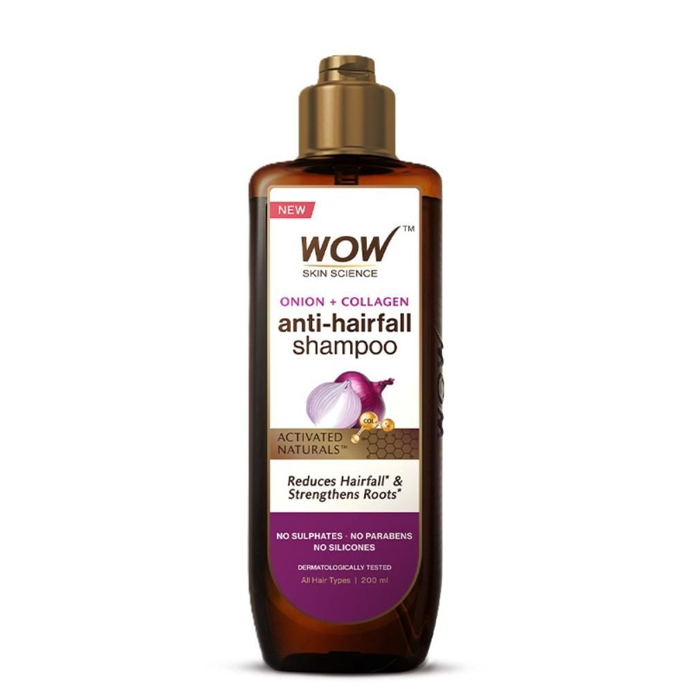 Wow Skin Science Onion & Collagen Anti Hairfall Shampoo For Strenghtens Roots & Prevents Hair Breakage | Grocsy