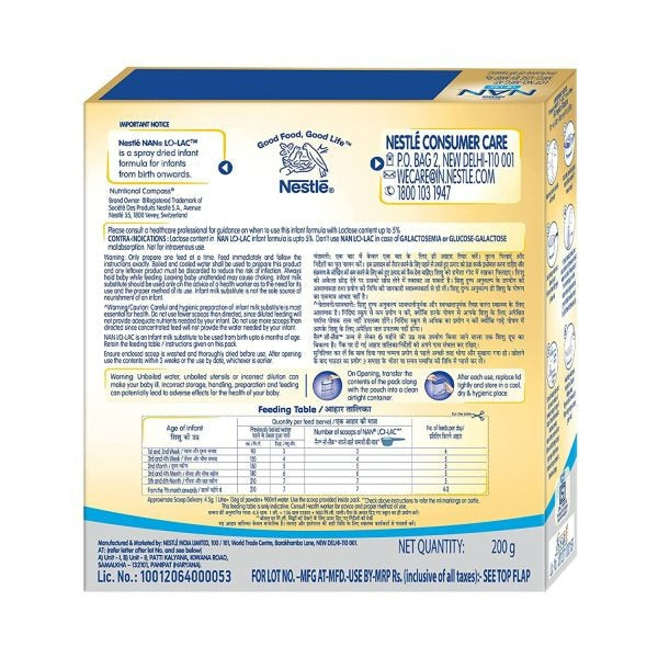 Nestle Nan Lo-Lac Infant Formula Powder (Up to 24 Months) | Grocsy