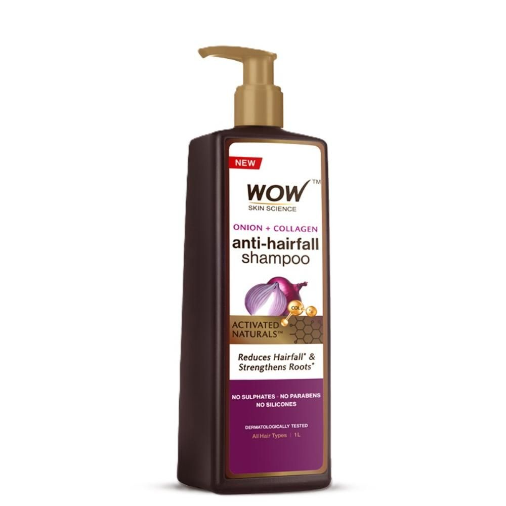 Wow Skin Science Onion & Collagen Anti Hairfall Shampoo For Strenghtens Roots & Prevents Hair Breakage | Grocsy