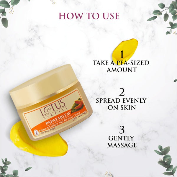 Lotus Herbals Papayablem Papaya-N-Saffron Anti-Blemish Creme | Grocsy