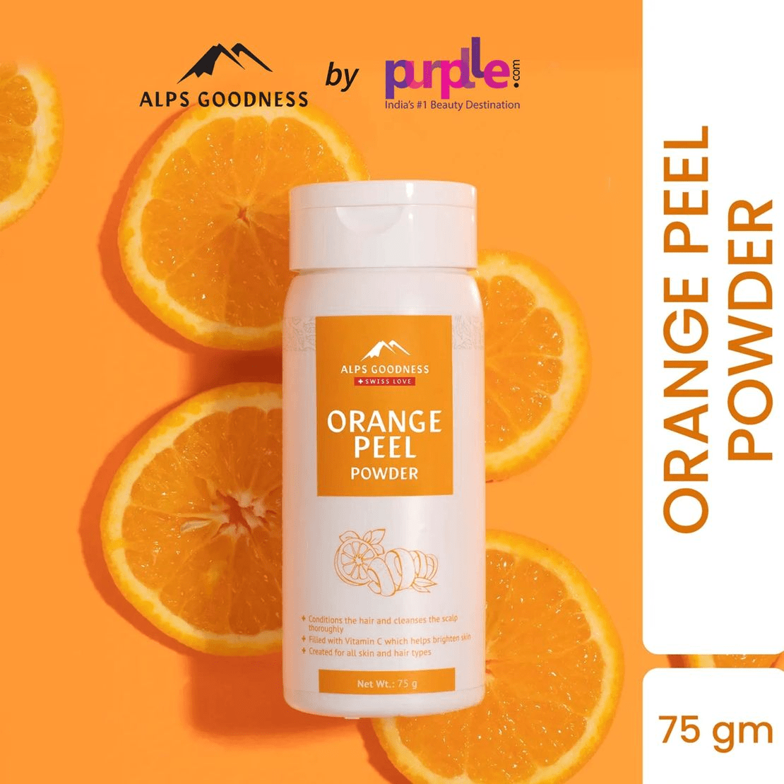 Alps Goodness Orange Peel Powder, for Hair Mask & Face Mask, Nourishes Hair Follicles, Glow Face | Grocsy