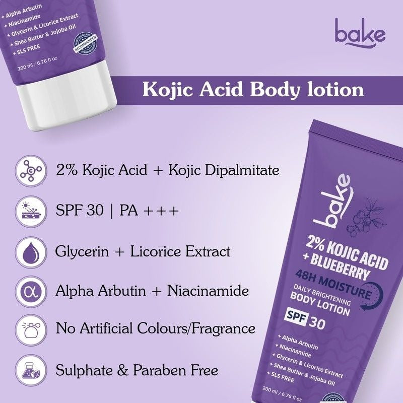 Bake 2% Kojic Acid Body Lotion SPF 30 | Grocsy