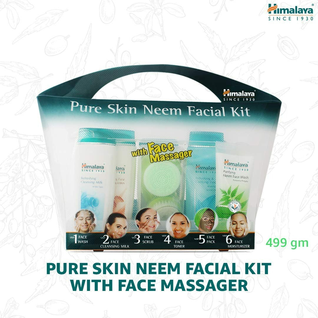 Himalaya Pure Skin Neem Facial Kit with Face Massager | Grocsy