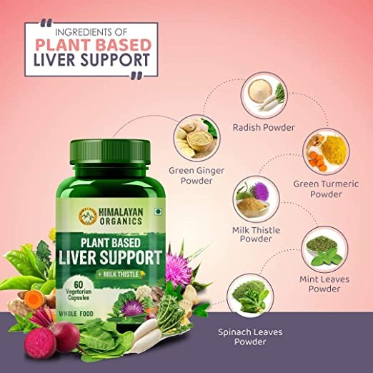 Himalayan Organics Plant Based Liver Support + Milk Thistle Vegetarian Capsules | Grocsy