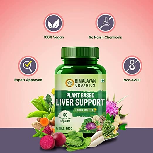 Himalayan Organics Plant Based Liver Support + Milk Thistle Vegetarian Capsules | Grocsy