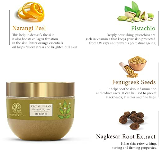 Forest Essentials Facial Ubtan Narangi & Nagkesar | Grocsy