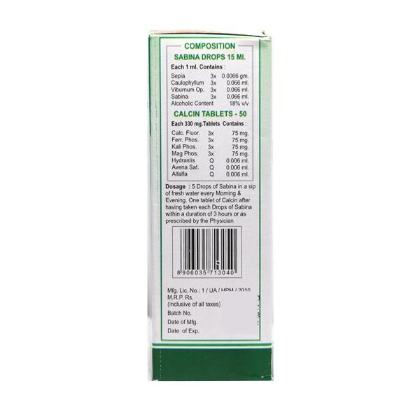 Wheezal Homeopathy Sabina Calcin Drops & Tablets | Grocsy