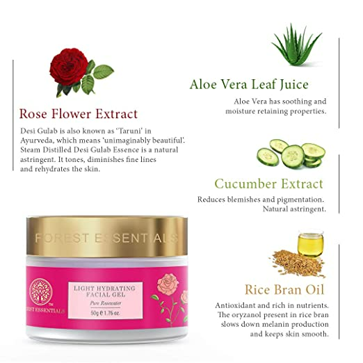 Forest Essentials Light Hydrating Facial Gel Pure Rosewater | Grocsy