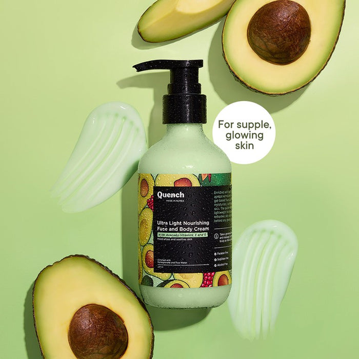 Quench Botanics Bravocado Ultra Light Nourishing Face and Body Cream, Korean Skin Care | Grocsy