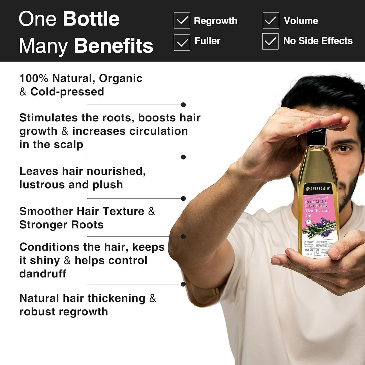 Soulflower Pure & Natural Rosemary Lavender Healthy Hair Oil | Grocsy