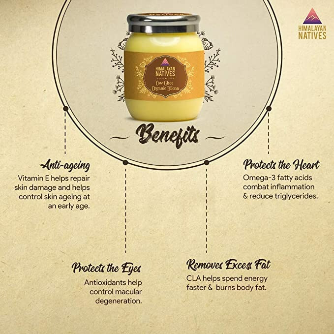Himalayan Natives Organic Cow Bilona Ghee | Made From Grass Fed Cow's Milk | Organic Ghee | Grocsy