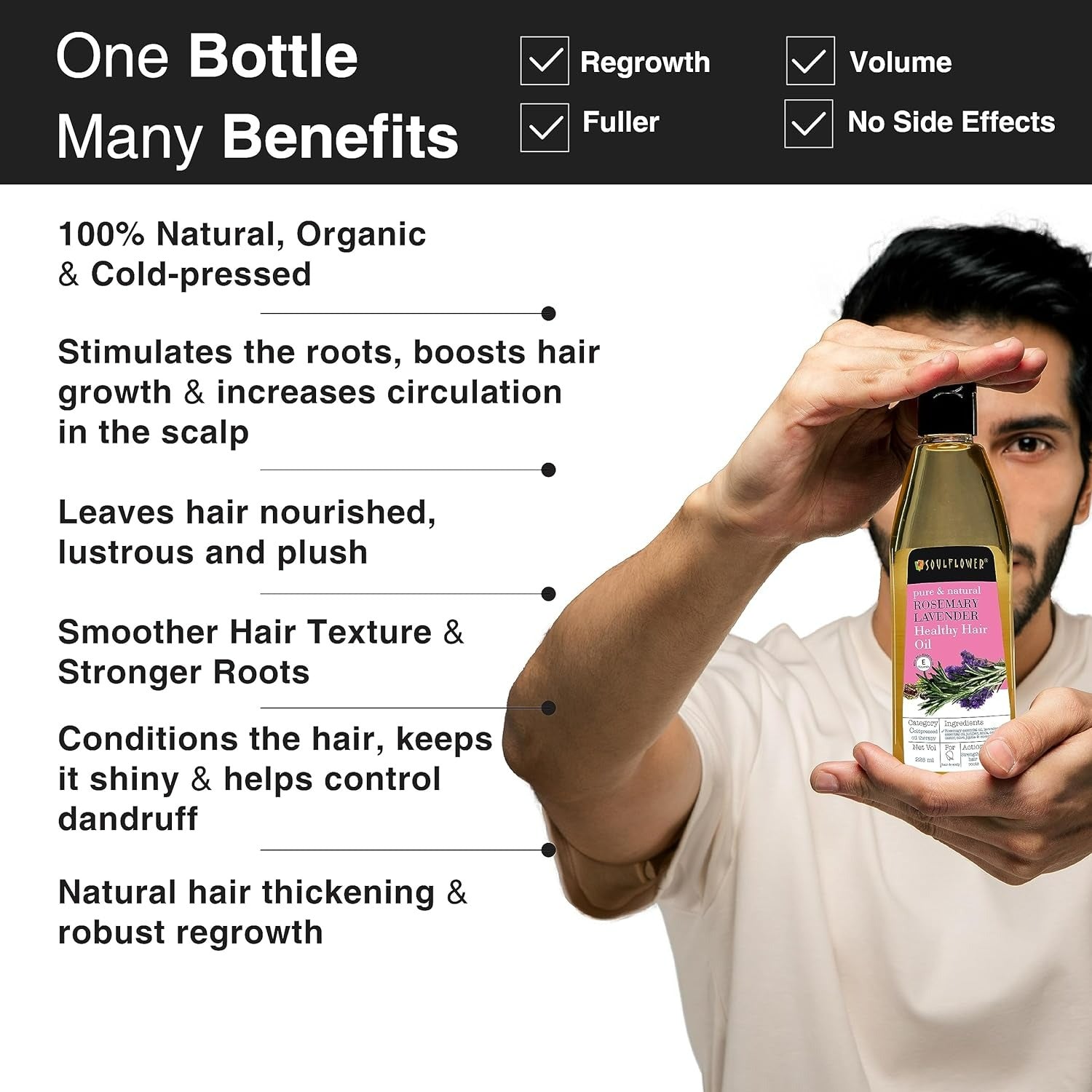 Soulflower Pure & Natural Rosemary Lavender Healthy Hair Oil | Grocsy
