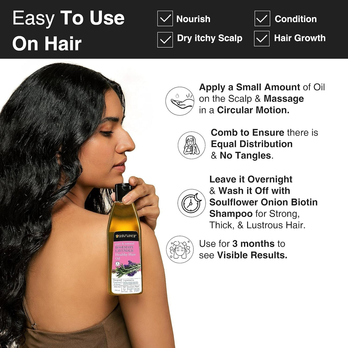 Soulflower Pure & Natural Rosemary Lavender Healthy Hair Oil | Grocsy