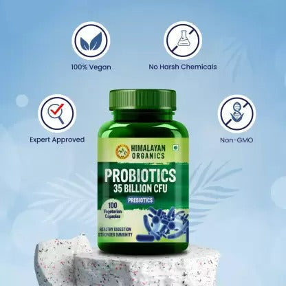 Himalayan Organics Probiotics 35 Billion CFU Prebiotics Vegetarian Capsules | Grocsy
