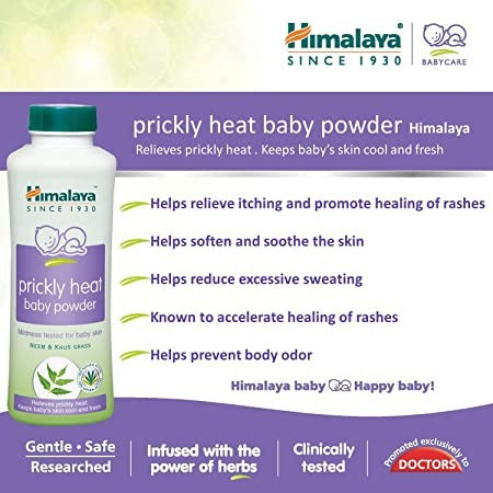 Himalaya Prickly Heat Baby Powder | Ayurvedic Cooling Powder for Heat Rash Relief - Swadesiicart