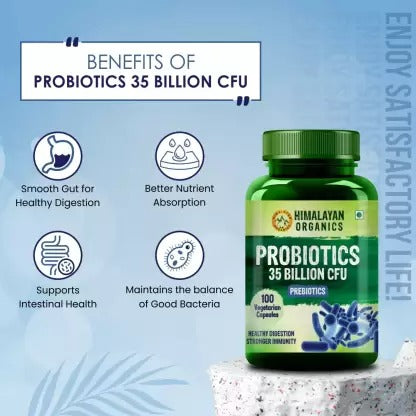 Himalayan Organics Probiotics 35 Billion CFU Prebiotics Vegetarian Capsules | Grocsy