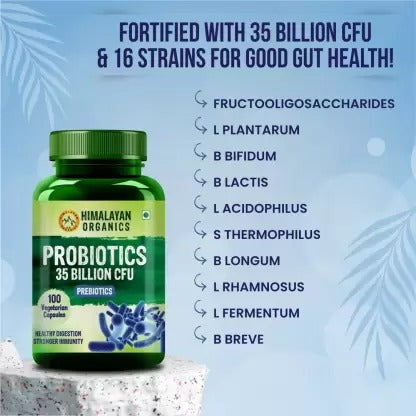 Himalayan Organics Probiotics 35 Billion CFU Prebiotics Vegetarian Capsules | Grocsy