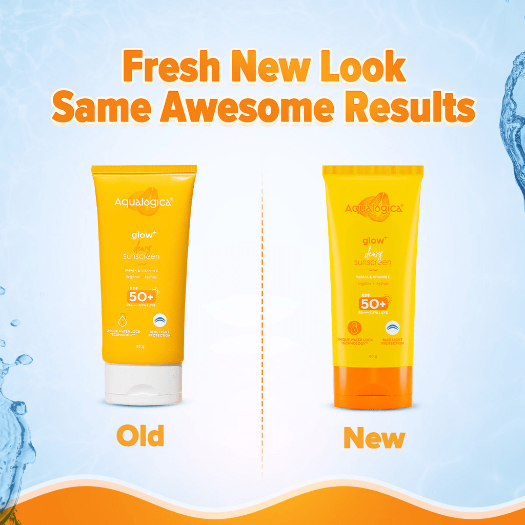 Aqualogica Glow + Dewy Sunscreen With Papaya & Vitamin C SPF 50+ PA++ | Grocsy