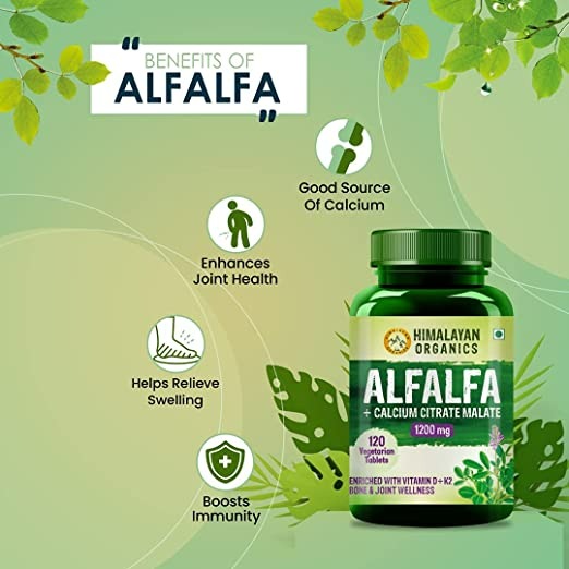 Himalayan Organics Alfalfa + Calcium Citrate Malate 1200mg Tablets | Grocsy