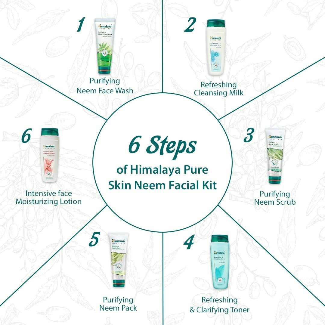 Himalaya Pure Skin Neem Facial Kit with Face Massager | Grocsy
