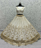 Jyoti Fashion Women's Off White Bridal Net Fancy Sequins with Multi Thread Embroidered & Handwork Wedding Lehenga Choli | Grocsy