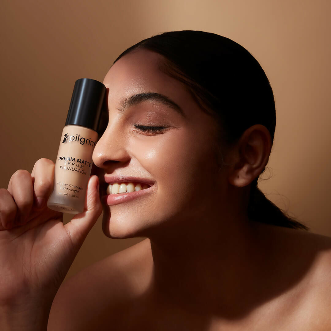 Pilgrim Dream Matte Serum Foundation With Matte & Poreless All Day Coverage Lightweight - Natural Almond | Grocsy