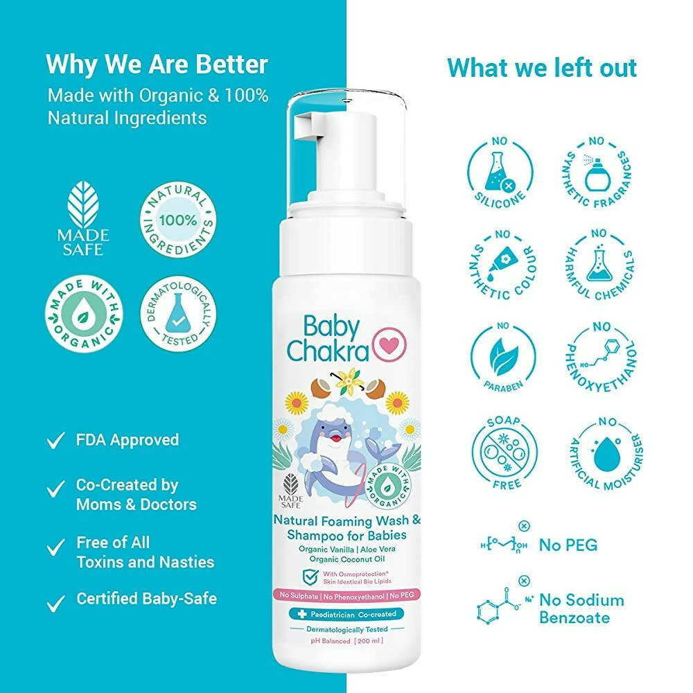 BabyChakra Natural Foaming Wash & Shampoo For Babies | Grocsy