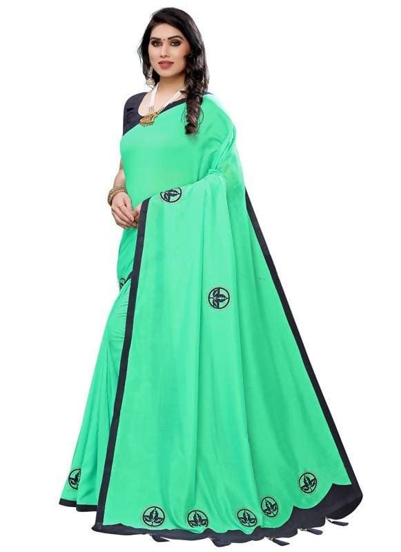 Vamika Designer Green Georgette Saree (TSUNAMI GREEN) | Grocsy